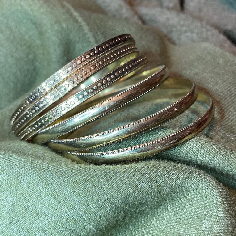Gold tone bangle bracelets
